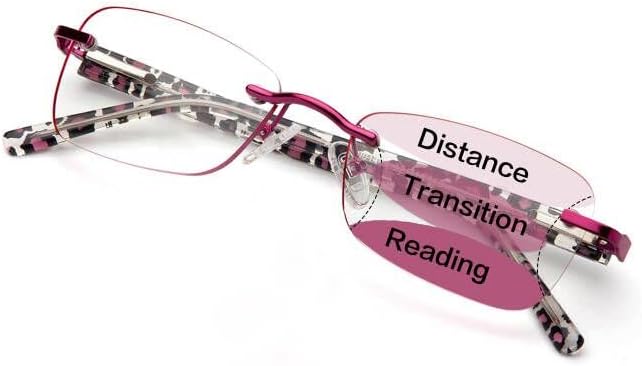 Постепенно Многофокусные Очила за четене Rimelss за жени, Стилни Очила за четене без рамки, Блокиране на Синята Светлина,