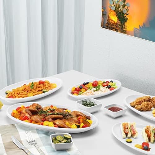Yedio Бели Обслужването на Плочи за храна Месо, Голяма Овална Порцеланова С чиния, Комплект от 3 Керамични