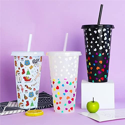 MESSIYO Креативна Чаша за вода, с Променящ се цвят, чаша от полипропиленова пластмаса, слама, с Променящ се Цвят,