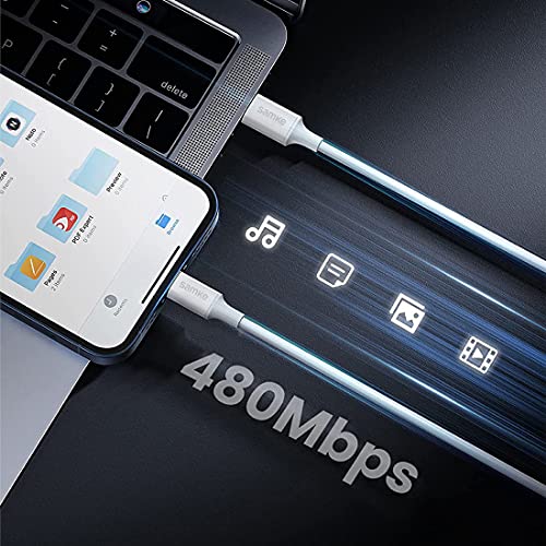 SAMKE 【2 опаковки 3,3 фута】 Кабел за бързо зареждане на USB C-USB C 60 W Кабел тип C - C USB Зарядно устройство, съвместимо с лаптопи Samsung Galaxy S20 S20 + Ultra Note 10 Plus A80, Google Pixel 2/3 / 3a / 4 XL.