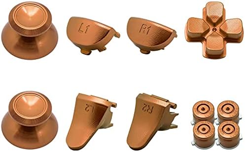 Метални бутони-куршум Melocyphia, Капачка за Джойстик L1, R1, L2, R2, Dpad, Алуминиеви Бутони на контролера на PS4 Slim Pro, Подмяна на JDM-040 JDS-040 (злато)