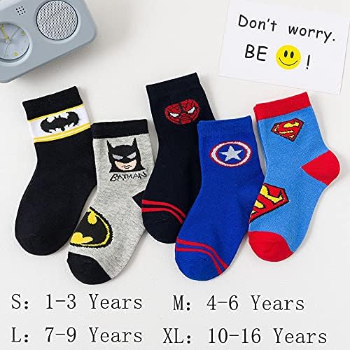 5 чифта детски чорапи с супергероями.Детски чорапи Отмъстителите, памучни чорапи, сатенени чорапи.Спайдърмен, Капитан на