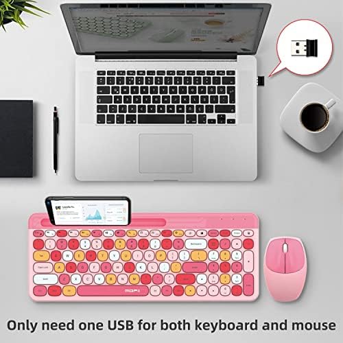 Безжична Комбинирана клавиатура и мишка - пълен размер На 2,4 Ghz - Компютърна клавиатура с държач за телефон - Комплект клавиатура