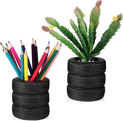 2 Бр. Planter формата на гуми, Държач за Химикалки, Въздушен Саксия за растения, Държач за Моливи, Настолен