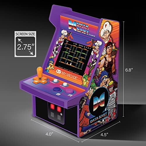 My Arcade Data East - това е микропроигрыватель: 6,8-инчов изцяло сценичен мини-аркаден автомат с 308 игри, 2,75-инчов дисплей,