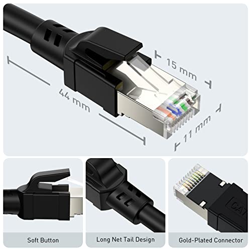 Кабел CABNEER Cat8 Ethernet 10 МЕТРА (5 опаковки), 40 Gbit/s/2000 Mhz Високоскоростен Gigabit мрежов кабел,