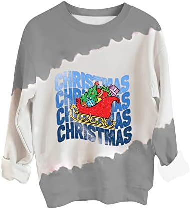 Коледна Забавно Hoody за Жени, Пуловер, Пуловери, тениски с кръгло деколте и Дълъг Ръкав, Модни Негабаритная Туника, Топ,