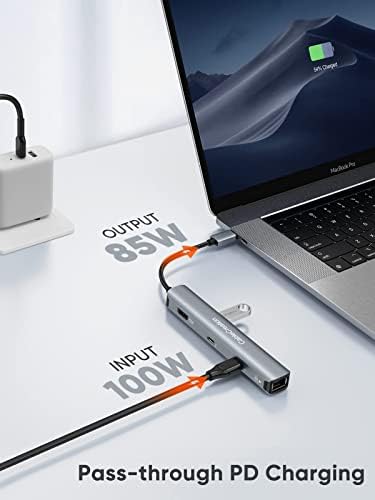 Многопортовый Адаптер C USB Хъб в комплекта CableCreation 6-в-1 USB-C Хъб с конектор HDMI към DVI конектора 0,5