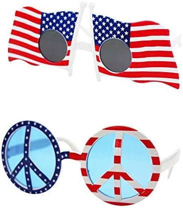 TD.IVES Очила с флага на сащ, Слънчеви очила за Патриотична партита в САЩ, Празнични слънчеви очила, подпори