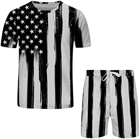 Bmisegm Лятна Мъжка Тениска С Флага на Деня на Независимостта, Пролетно-Летен Спортен Костюм за Почивка, Удобен Смокинг