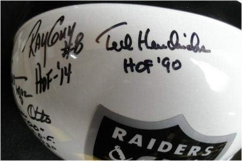 Джим Ото Гай Браун + 3 Автентични Шлем с автограф F / S Oakland Raiders Custom HOF JSA - Каски NFL с автограф