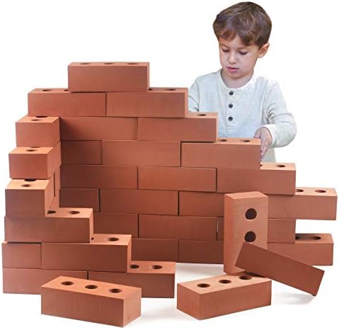 Строителни блокове Playlearn от пеноблока за деца - 25 опаковки - Истинският размер на тухли - Набор от проектанти за