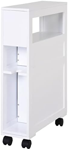 N/A Бял шкаф за баня 6 X 20,5 X 28 Преносим Тесен страничен шкаф за съхранение в банята (Цвят: A, размер: както е показано)