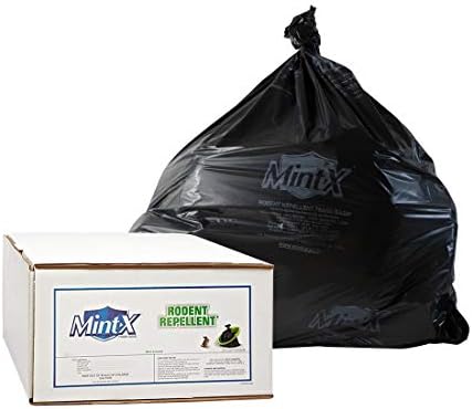 Торби за боклук Mint-X с репеллентом от гризачи, 1,3 Мил, Плоско уплътнение, височина 47 x дължина 43, прозрачни (в пакет