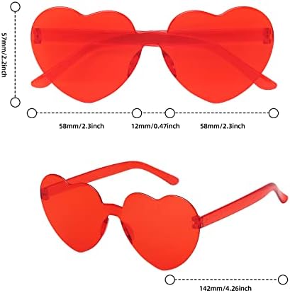 LURLEEZ 4 бр. Ярко Розови Очила във формата на Сърце Розови Очила във формата на Сърце Розови Очила във формата на Сърце Опаковка Слънчеви очила във формата на Сърце