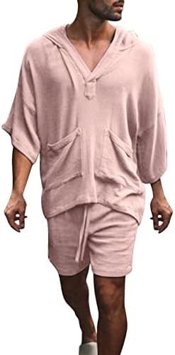 XXBR Мъжки Памучен Бельо Casual Хавайска риза с копчета С Къс ръкав свободно, Намаляване, Плажна Однотонная Дрехи за
