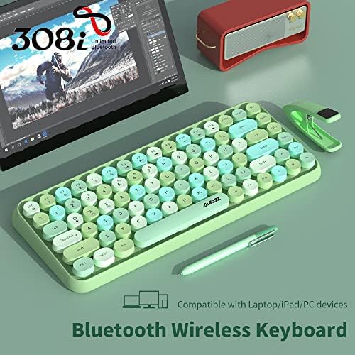 NACODEX Цветна Зелена Безжична Клавиатура Bluetooth и Безжична Цифрова клавиатура и 2.4 Ghz с Доста Кръгла капачка