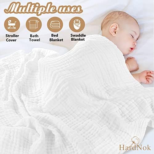 Муслиновое детско кърпа и гъба, HardNok, 2 Големи супер меки детски одеала и 3 гъба за нежна кожа на бебето, муслиновое