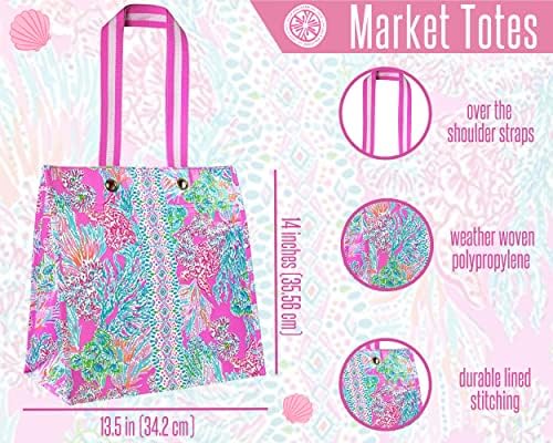 Чанта за пазаруване Lilly Pulitzer Market, Множество Чанта за пазаруване, Чанта през рамо за продукти или пътуване