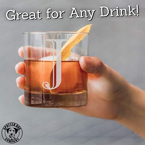 Компанията Spotted Куче с выгравированной монограм 10,25 унция Rocks Старомодна чаша за уиски Скоч Bourbon (буква К)
