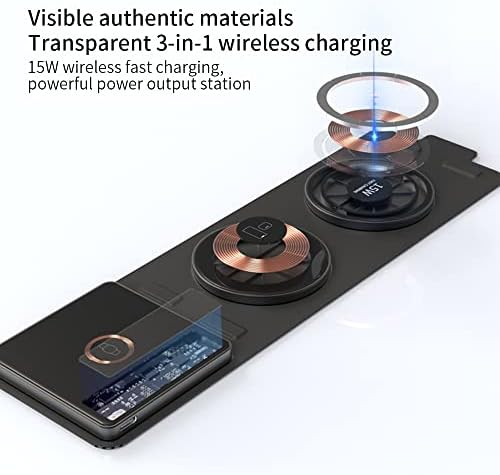 Преносима Сгъваема безжично зарядно устройство YALANDER Two Magnetic 3 в 1 с адаптер QC3.0 за устройства на