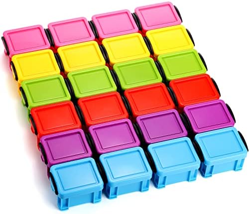 Elsjoy 24 Опаковки, 6 Цвята, Малък Пластмасов Контейнер За съхранение, Мини Пластмасова Кутия с капаче и капак, Штабелируемый