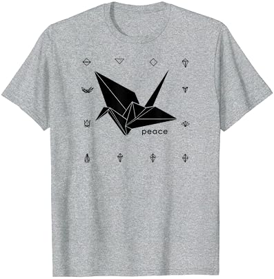 Японската Тениска Peace Оригами Crane с участието на Журавля-Оригами