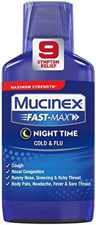 Муцинекс Бързо-Макс За възрастни, Течността от настинки и грип през Нощта, 6 унции
