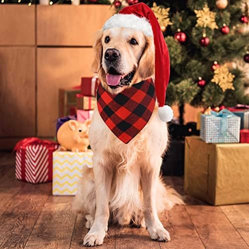 Malier 2 Опаковане на Коледни Bandhan за кучета, Класическа Червена Клетчатая Кърпа за домашни любимци, Шал,