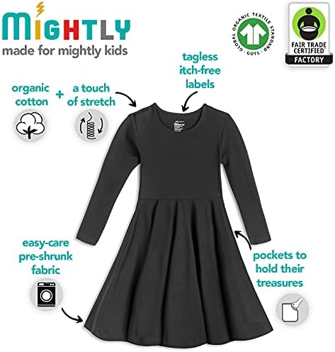 Приталенное рокля-скейтер с 3/4 ръкав за момичета | - Сертифицирана дрехи за деца от Органичен Памук Fair Trade