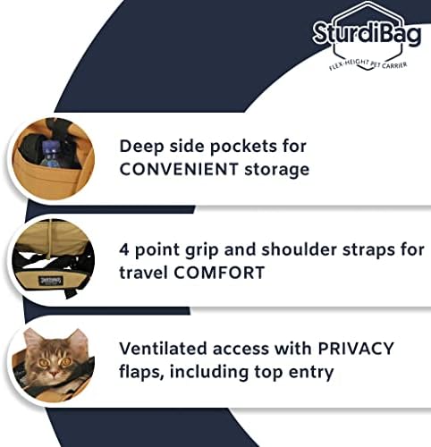 Чанта-переноска за домашни любимци SturdiBag XL: Регулируема височина за кучета и котки, Меки страна с с предпазни