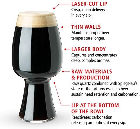 Комплект чаши за дегустация на крафтового бира Spiegelau, Кристал европейски производство, не съдържа олово, Модерни