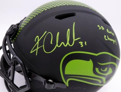 Кам Канцлер с автограф Seattle Seahawks Eclipse Black пълен размер автентичен способи за каска SB XLVIII Champs (С двойна подпис) MCS Holo #98094 - Каски NFL с автограф