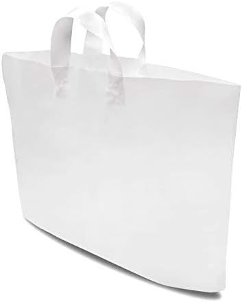 Найлоновите торбички с дръжки - 50 опаковки Бели стопански чанти за бутик, Дълги Непрозрачни найлонови торбички на едро