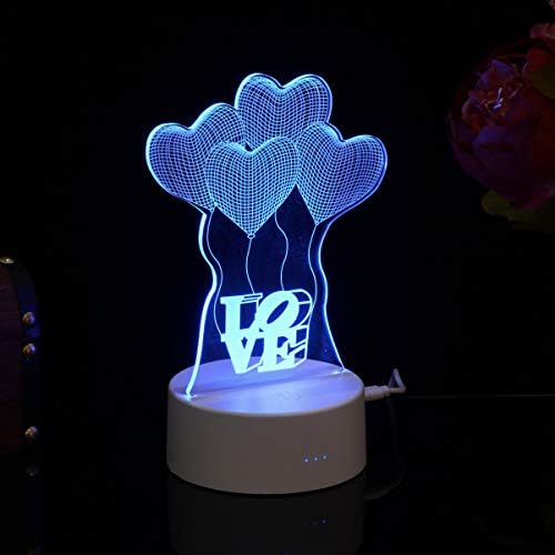 PRETYZOOM 3D Нощно Лампа Сърцето Балони Акрилна Нощна Декоративна Настолна Лампа Настолна Лампа за Деца Уютна Спалня