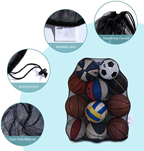 Mesh Bag DoGeek, Здрава Мрежа Чанта от съвсем малък, Чанта за спортно оборудване за Фитнес зала, Чанта за Баскетбол, Волейбол,