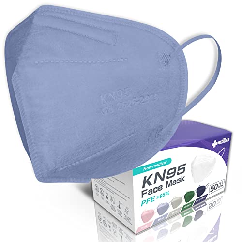 Еднократна маска за лице Medtecs KN95 в индивидуална опаковка, с 5-слойной защита и много широки еластични ушни панти,
