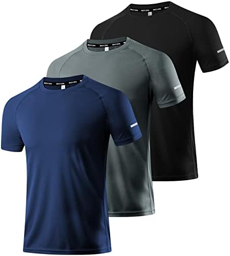 Boyzn 1 или 3 Опаковки на Мъжките Ризи За тренировки и тичане, Тениски Dry Fit, Абсорбиращи Влагата, Спортни Ризи с
