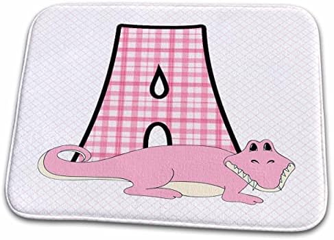 3dRose A -това е алигатор в розов цвят за момичета и детски монограм. - Подложки за сушене на чинии (ddm-62842-1)