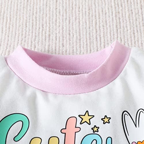 Комплект дрехи за малките момичета, Великден тениска с къси ръкави и принтом Мультяшного Заек за Малки Момичета (Лилаво, 18-24 месеца)
