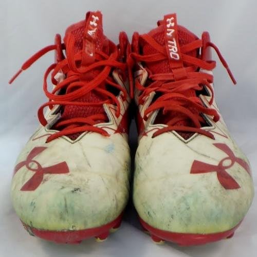 Райън Грифин Хюстън Texans С автограф В играта на Under Armour , Износени Обувки Червено - Използваните обувки с автограф